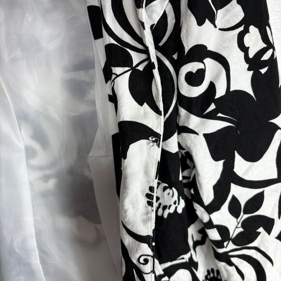 Kim Rogers Blazer Coat Black White Floral Womens Size 12 - Picture 5 of 10